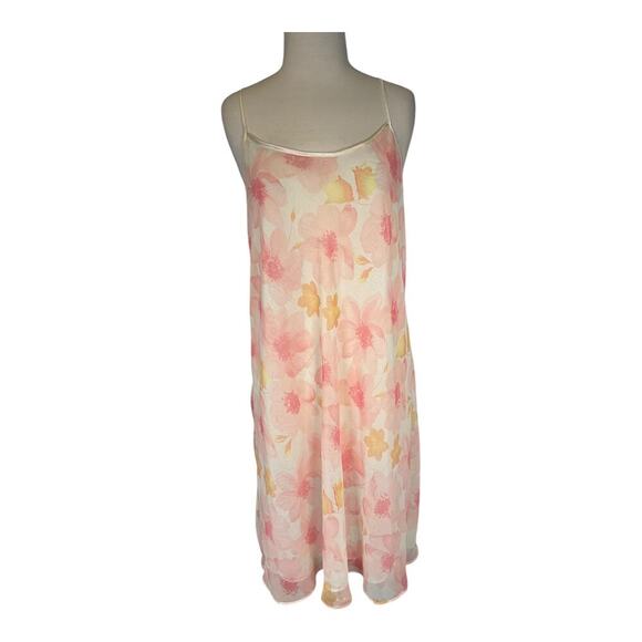 Valerie Stevens Floral Slip Dress & Robe Set XL Sheer Pink Lounge Nightgown Set - Picture 5 of 16